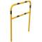 Protective bar made of steel tubing |  48 x 2.5 mm | with crossbar | total width: 1000 mm | total height: 1200 mm | hot-dip galvanized and yellow coatedwith black warning stripes